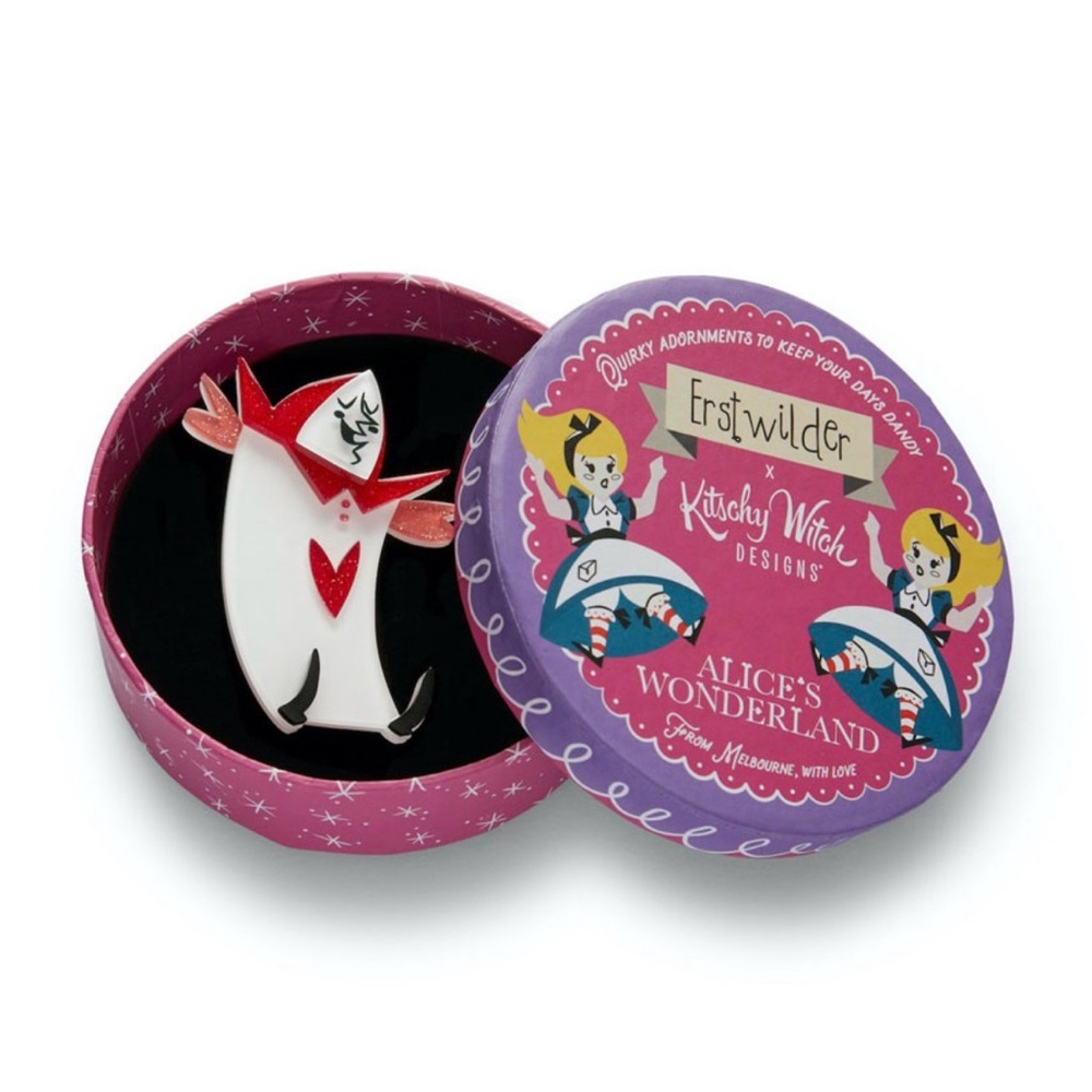 Erstwilder Knave of Hearts Kitschy Witch Alice in Wonderland Brooch